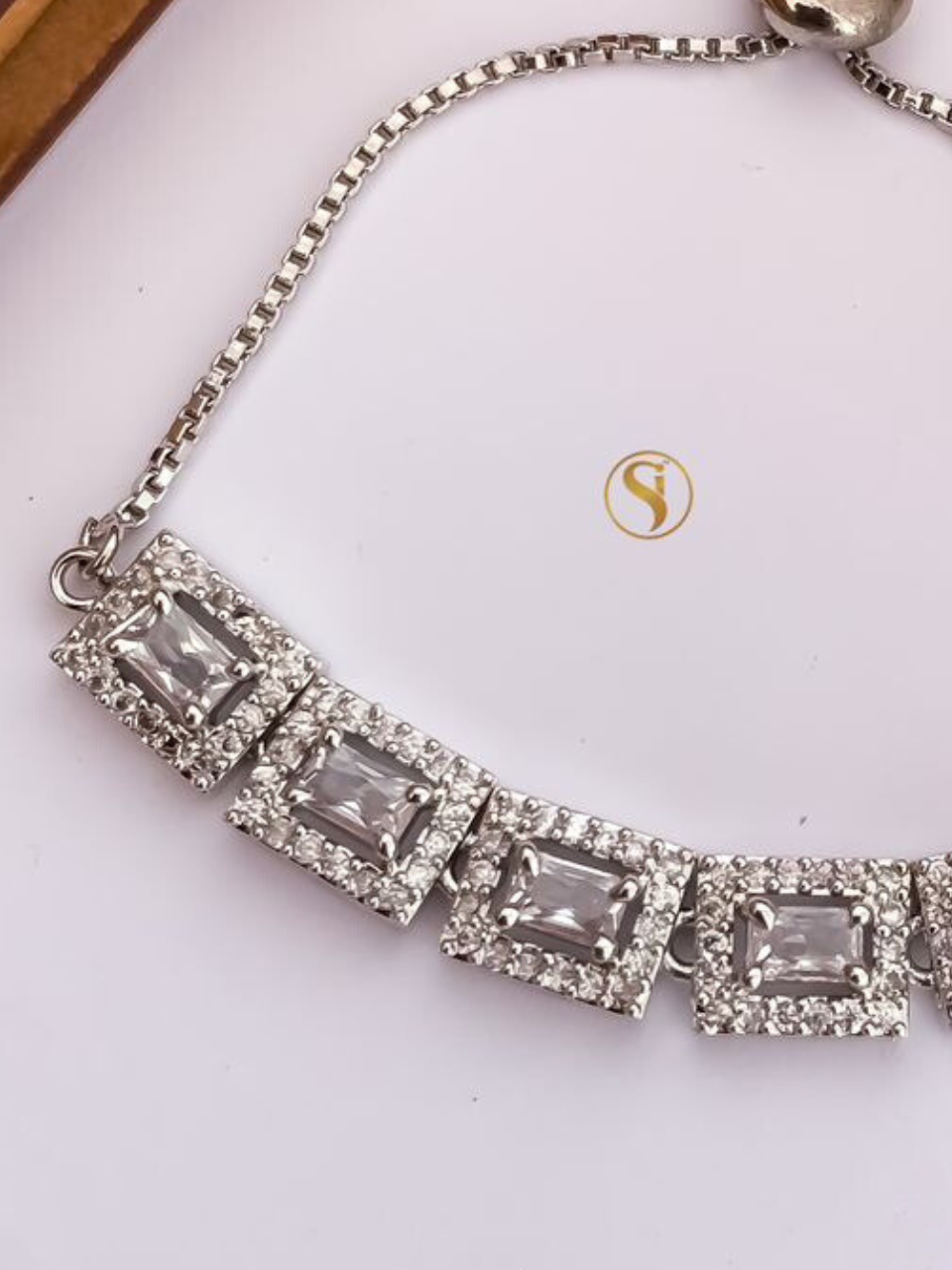 Silver Plated Stone Studded Bracelet
