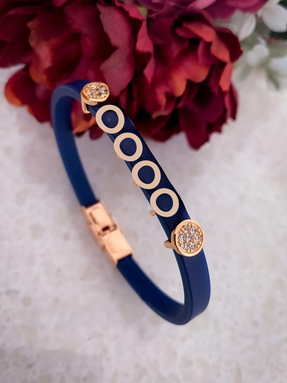 Rose Gold Diamond Studded Silicon Bracelet