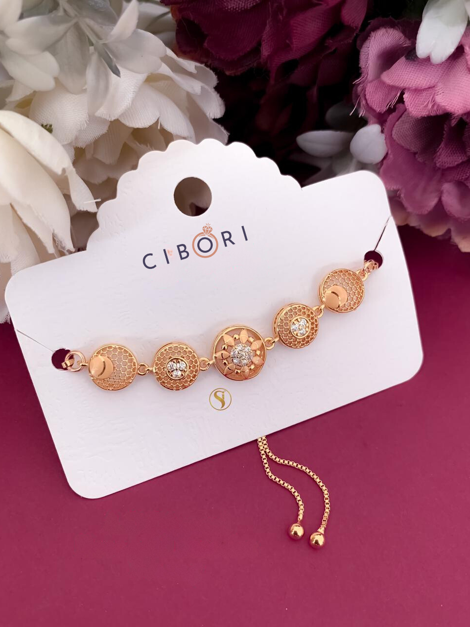 Rose Gold Toned Round Bracelet Fore Women