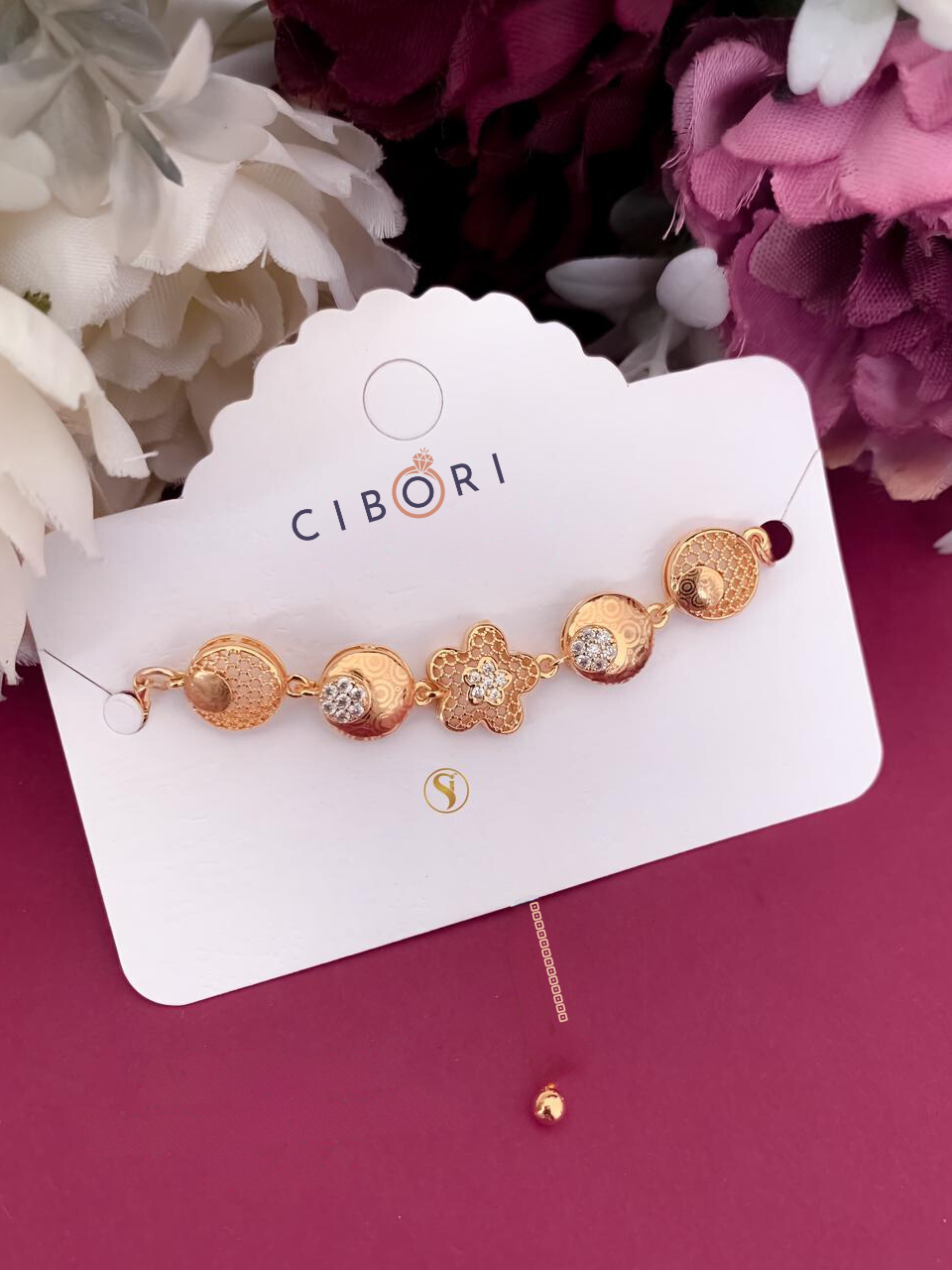 Rose Gold-Plated Flower Bracelet