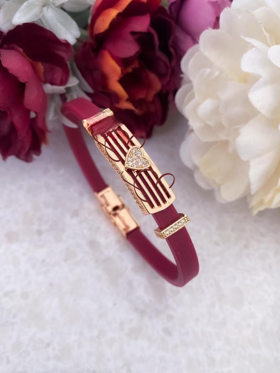 Cardinal Rose Gold Diamond Studded Silicon Bracelet