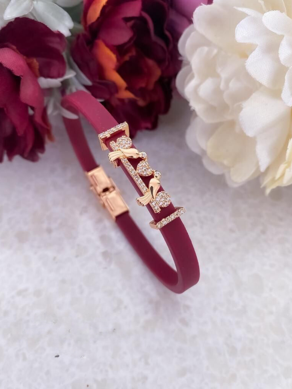 Sparrow Rose Gold Diamond Studded Silicon Bracelet