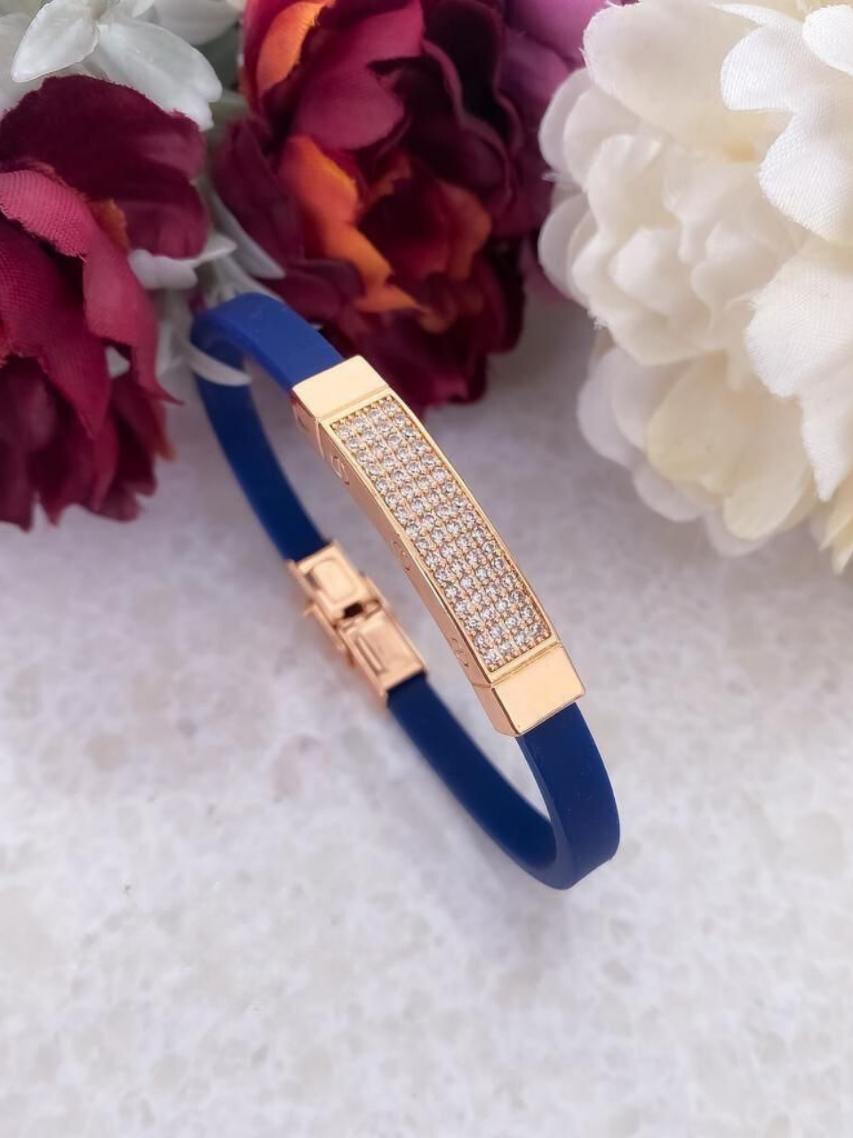 Nova Rose Gold Diamond Studded Silicon Bracelet