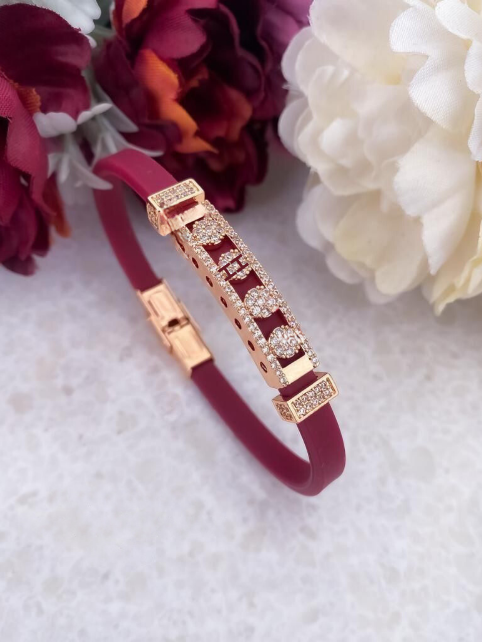 Venezia Rose Gold Diamond Studded Silicon Bracelet