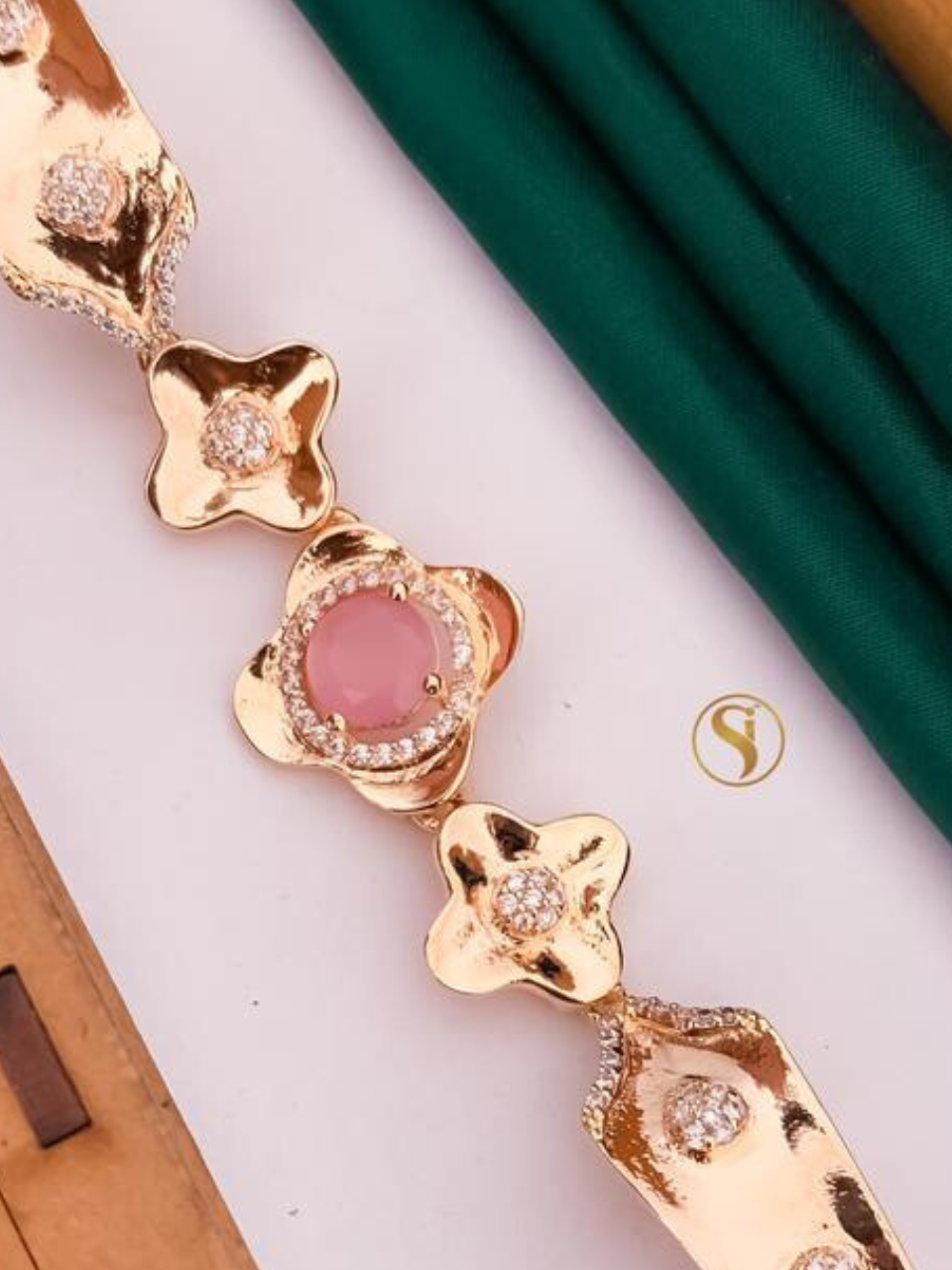 Diamond Pink Stone Rose Gold Bracelet