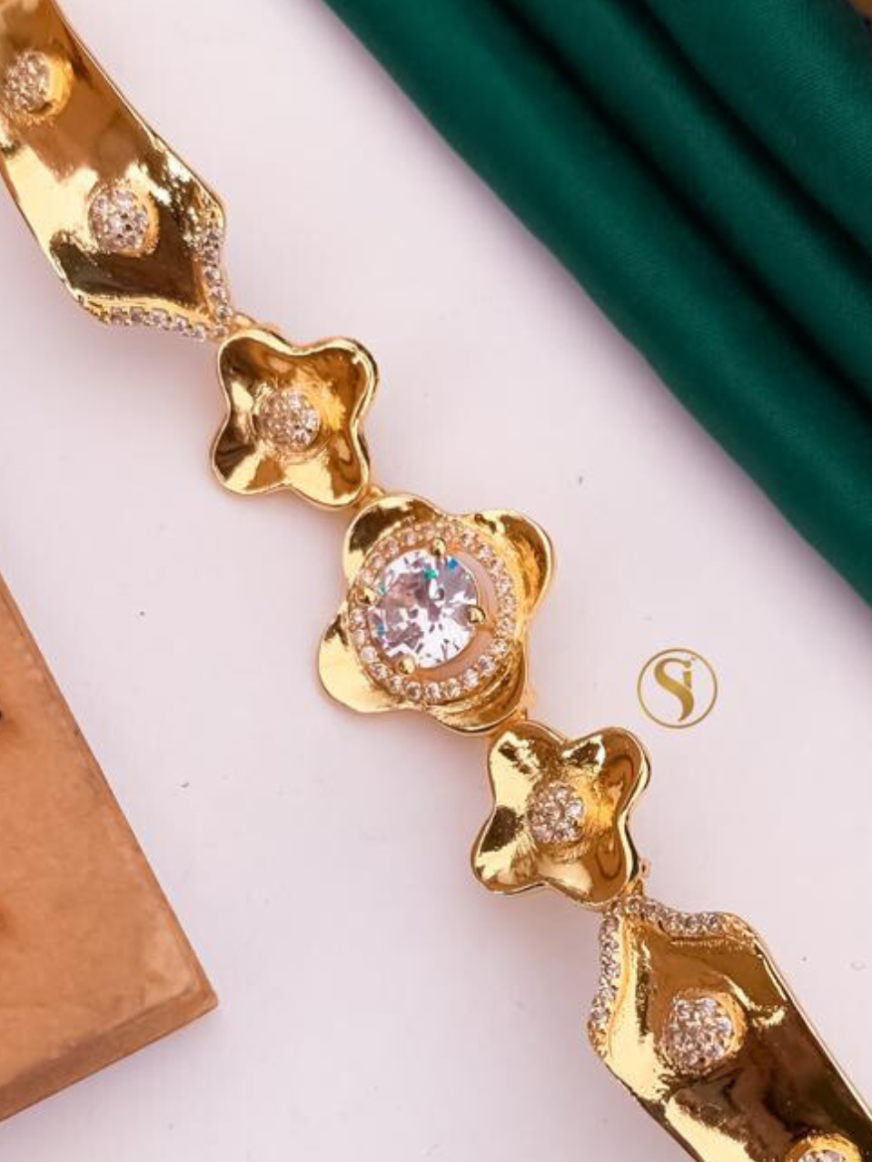 Diamond Natural Stone Gold Bracelet