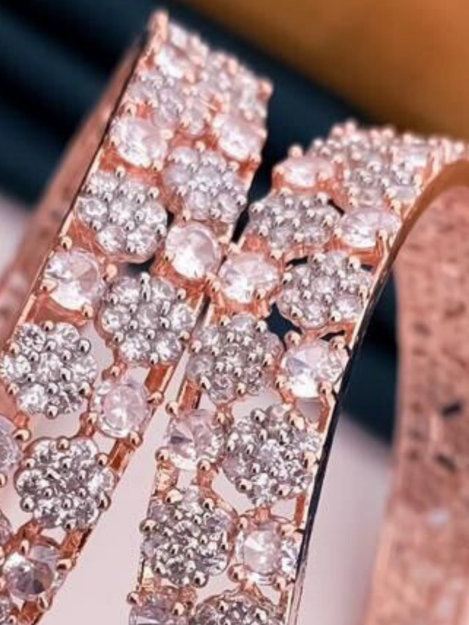 ROSE GOLD PLATED SOLITAIRE  DIAMOND BANGLES