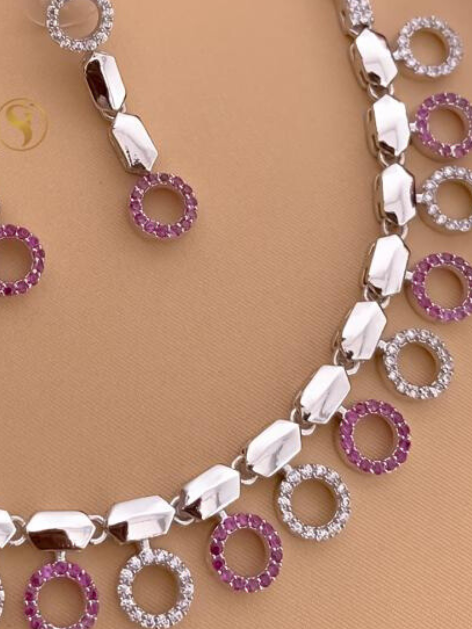 Silver-Plated American Diamond-Studded Necklace