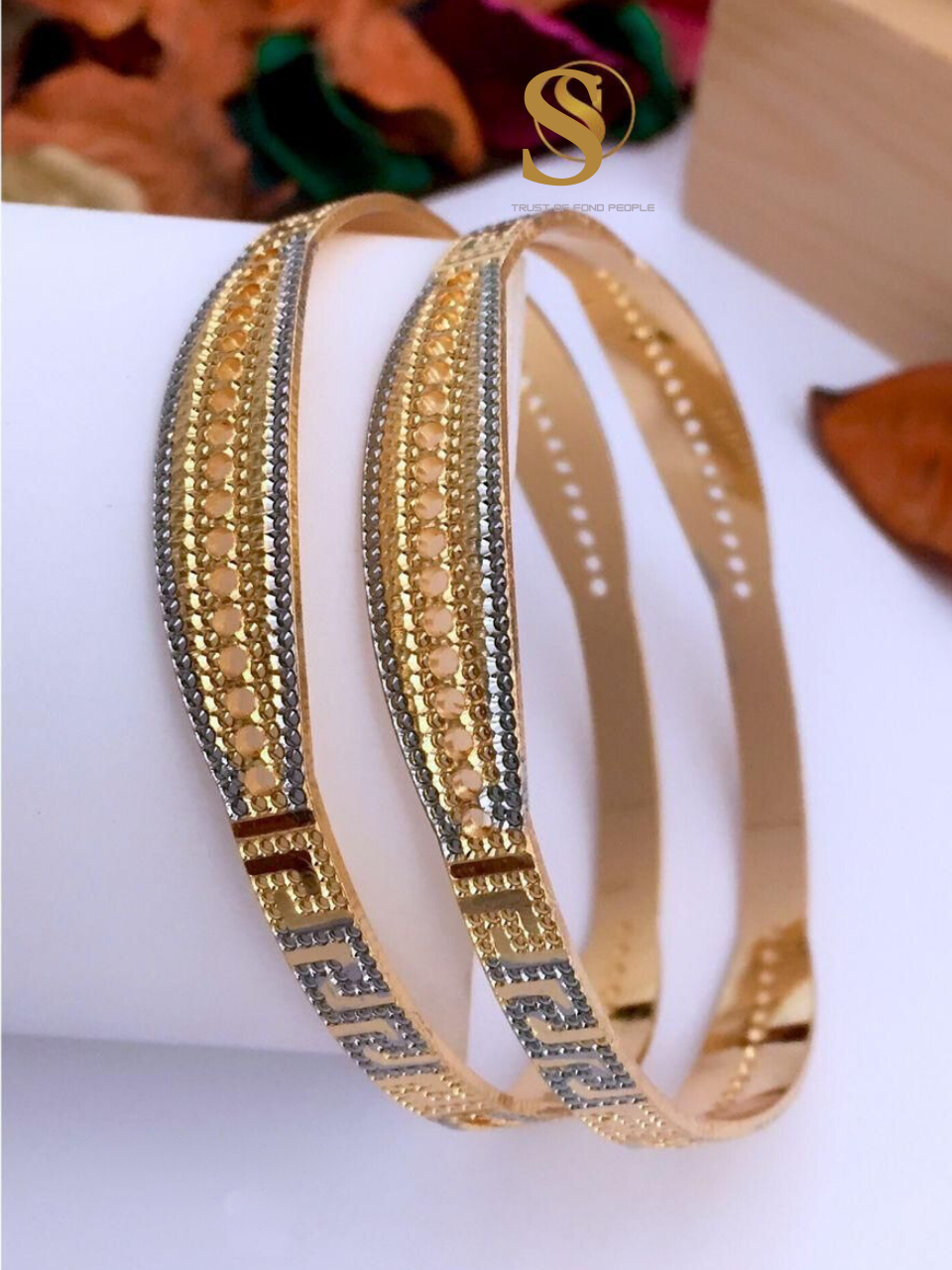 Gold-Plated Fancy Silver Finished Bangles