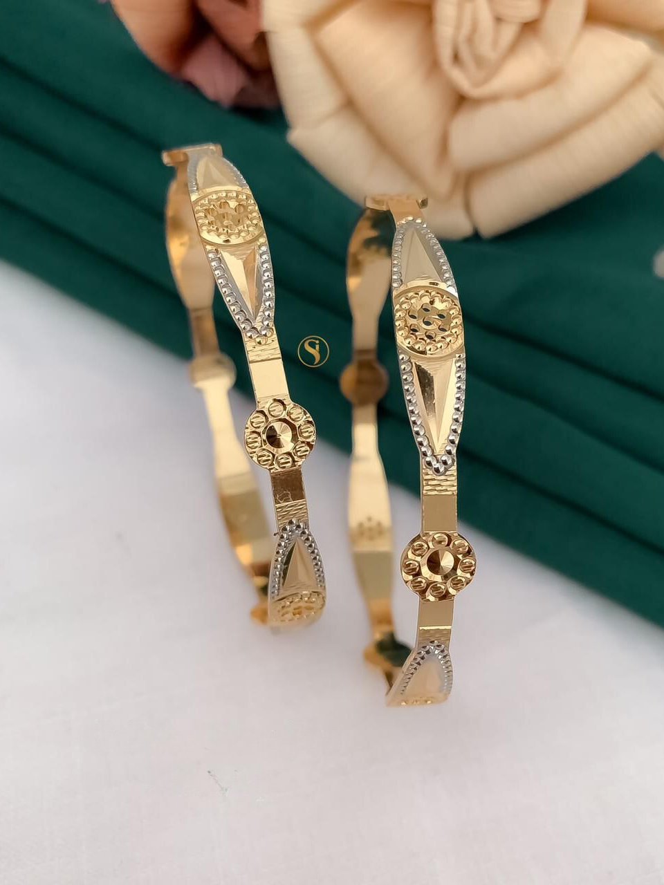 Gold-Plated Flower Craft Bangles