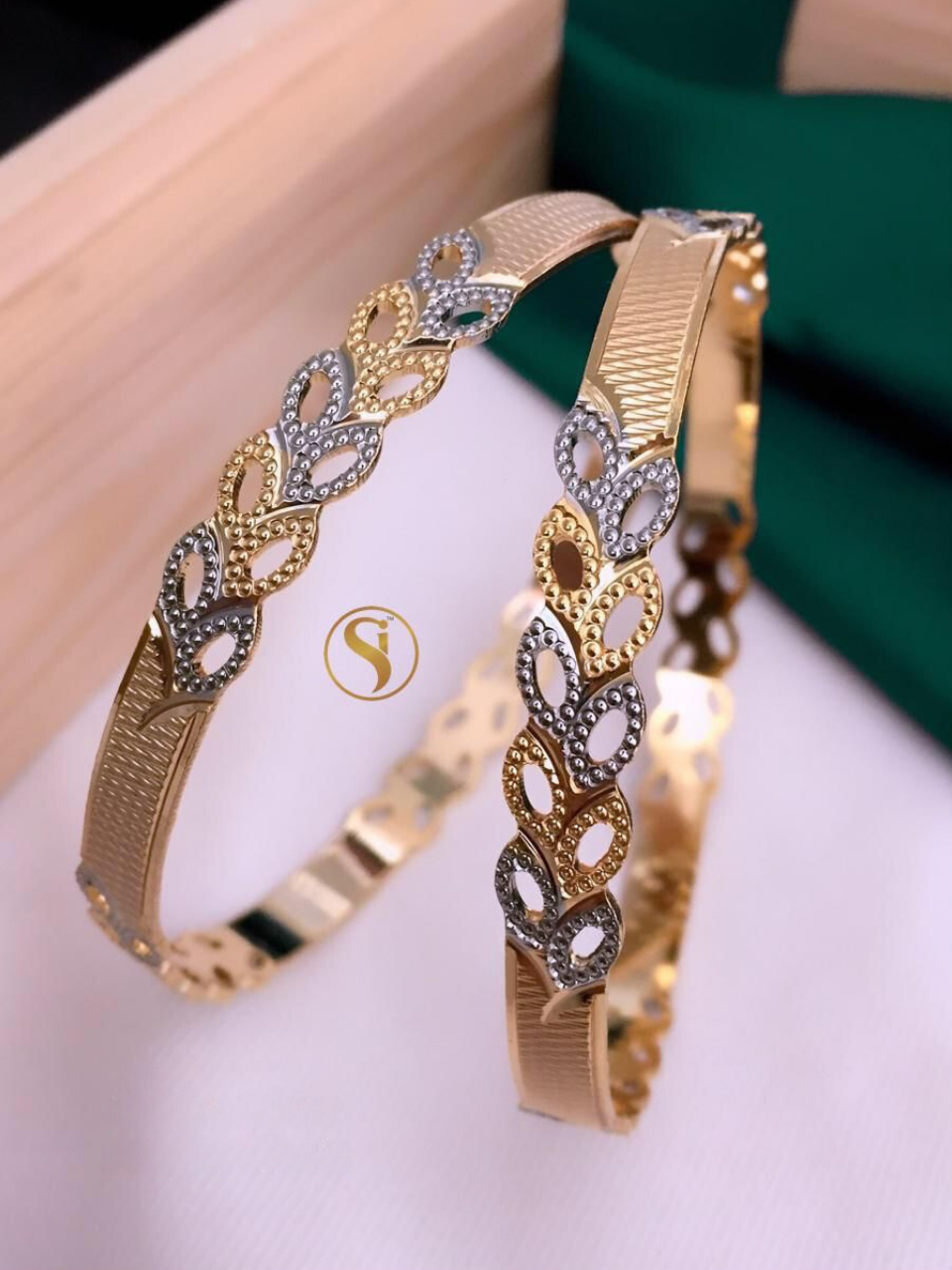 Gold-Plated Handcrafted Bangles Set Of 2