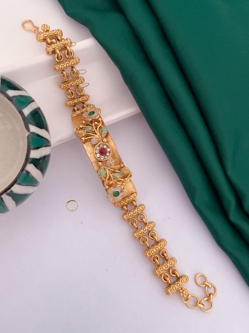 Copper Gold Pota Stone Adjustable Bracelet