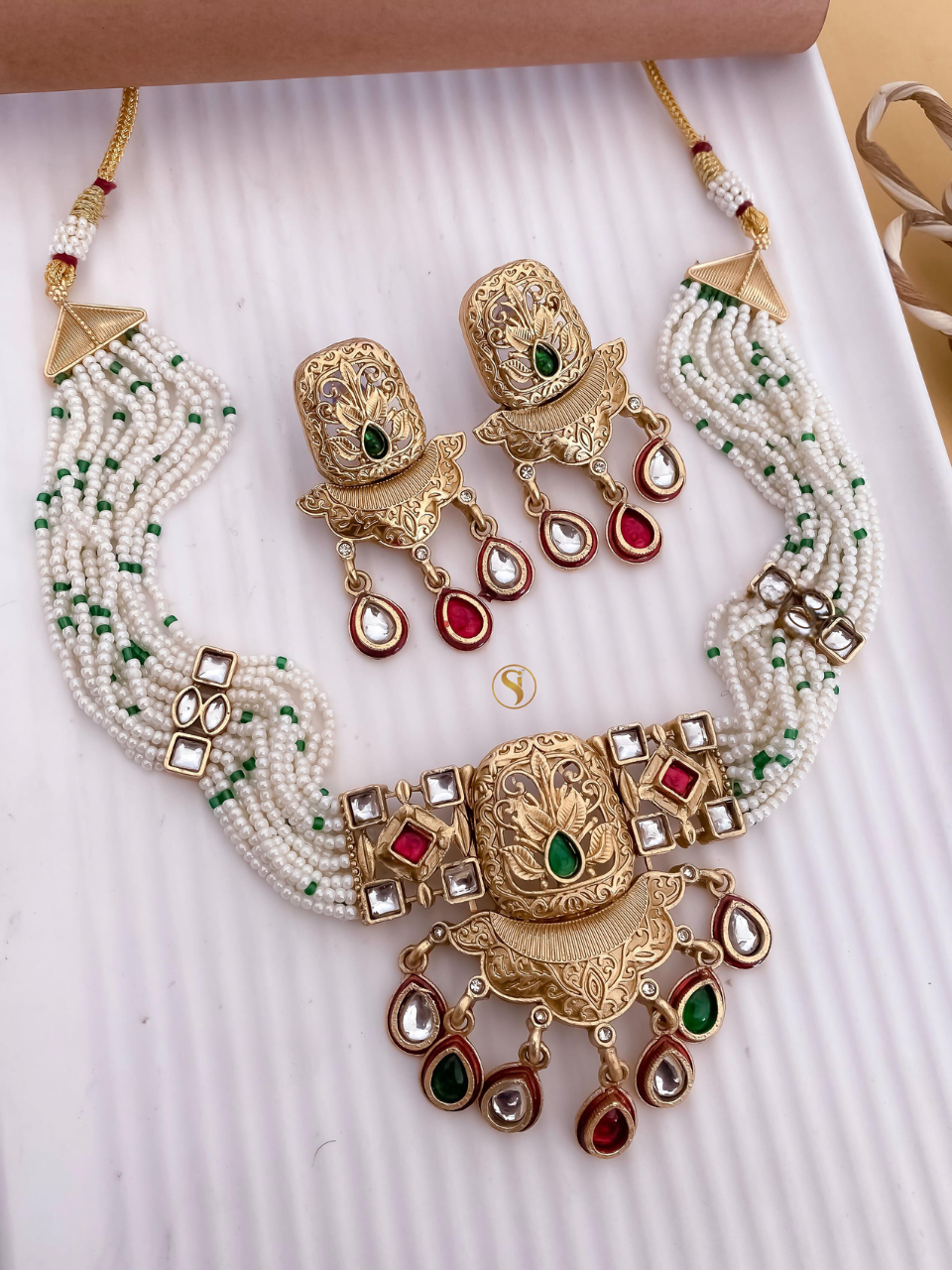 Fancy Crystal Choker Necklace Set