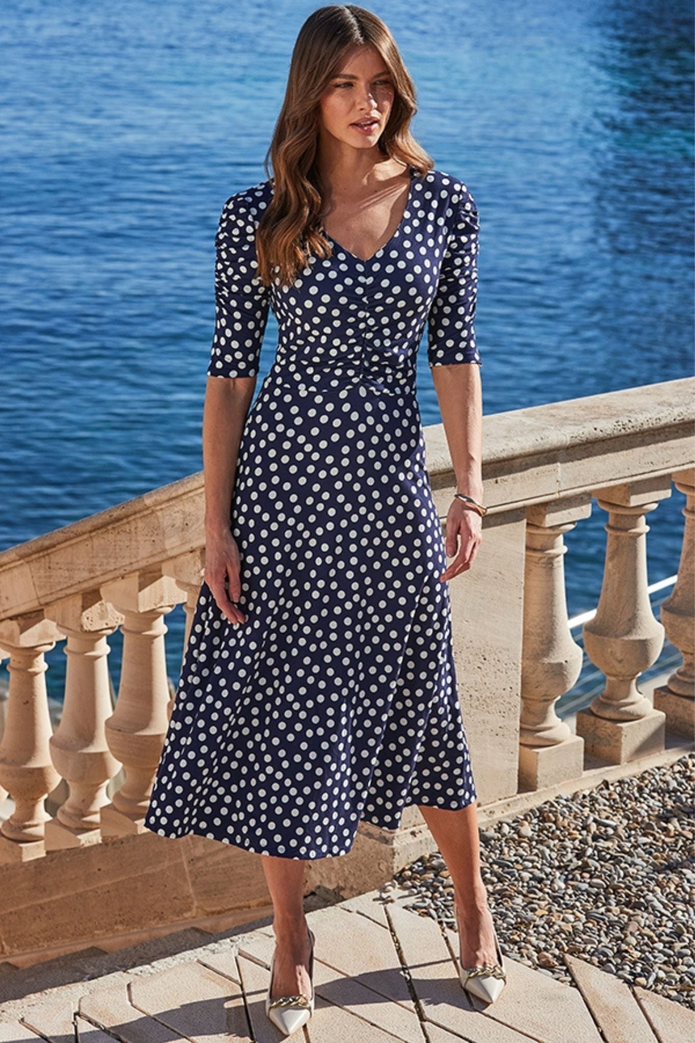 Classic Polka Dot Printed Long Dress