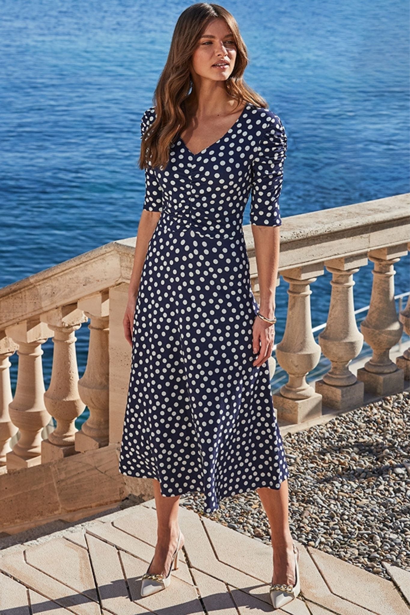 Classic Polka Dot Printed Long Dress