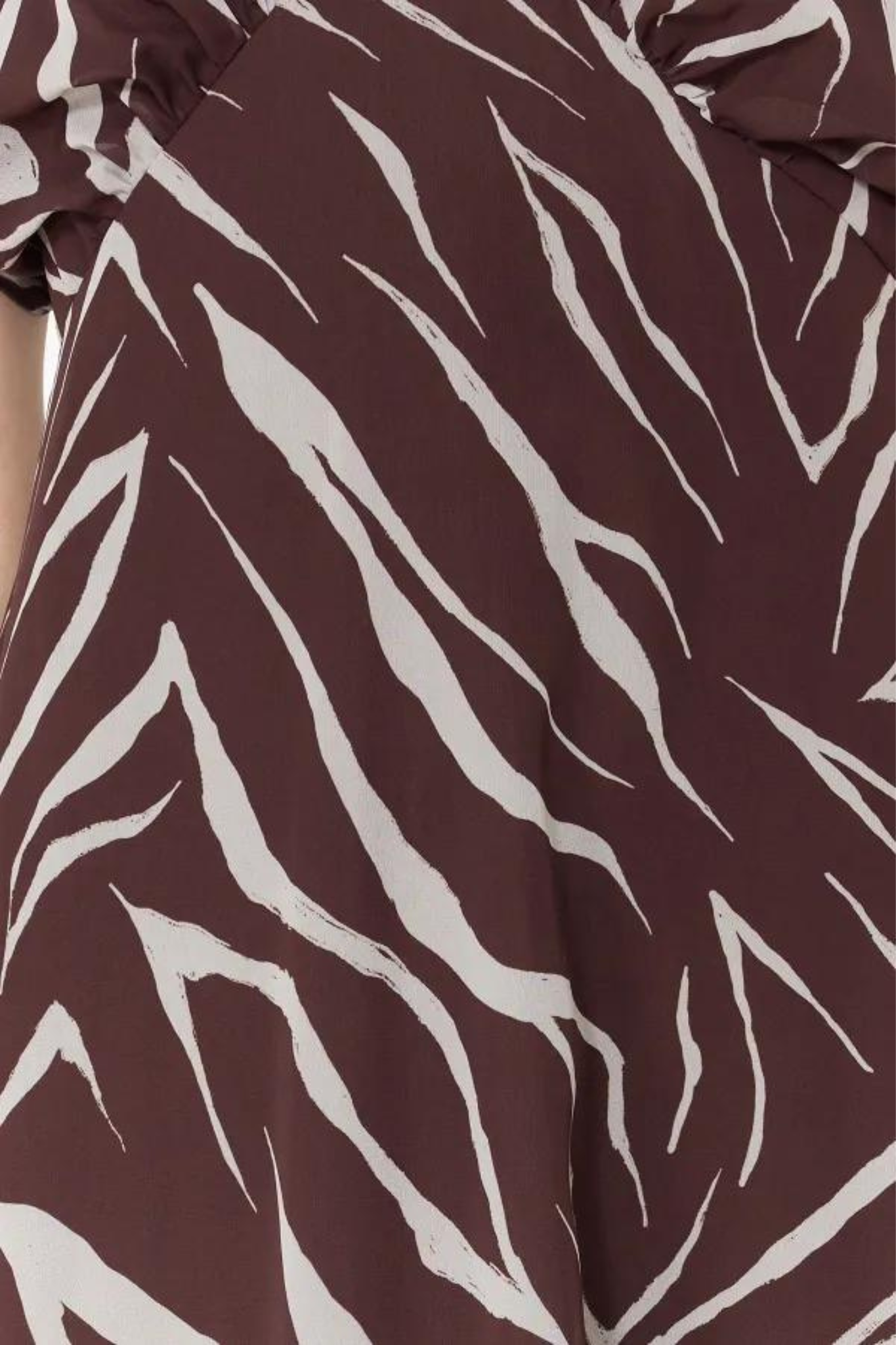 Brown Zebra Printed satin short sleeve midi dress